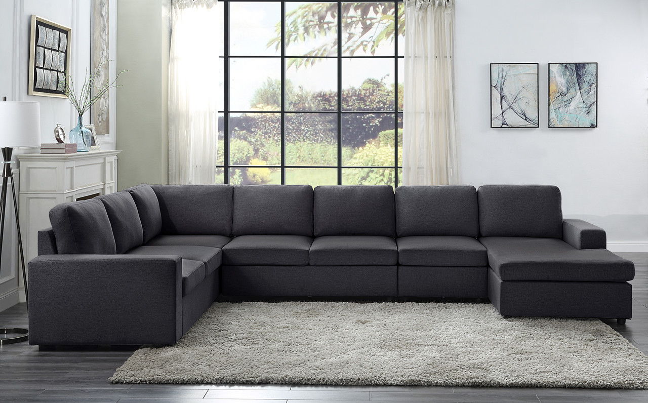 Hayden - Modular Sectional Sofa With Reversible Chaise - Dark Gray