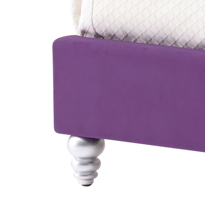 Queen Elegant Transitional Upholstered Bed - Purple