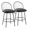 Riley - Claire Farmhouse Fixed Height Counter Stool With Swivel With Round Footrest (Set of 2) - Black