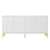 Creative Carved 4 Door Sideboard With Handleless Press To Open Design - White