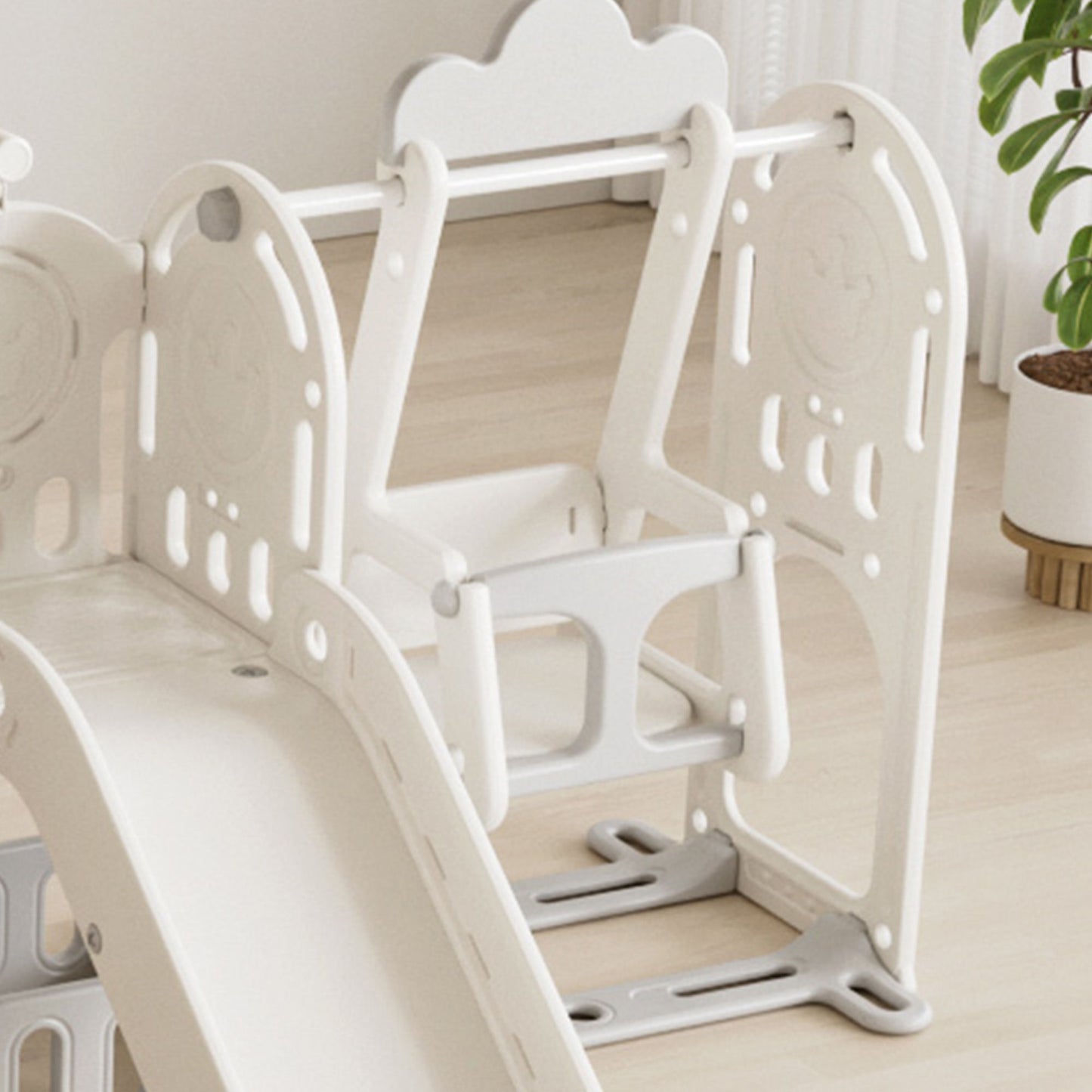 Versatile Toddler Slide With 11 - 1 Activity Center - Gray / Ivory