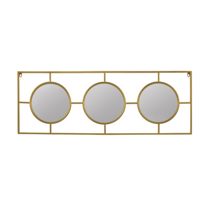 3 Mirror Piece Wall Mirror InRectangular Frame, Home Wall Decor For Bedroom Living Room - Gold