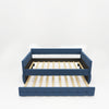 Upholstered Twin Size Daybed With Trundle, Velvet Fabric, No Box Spring Required, Comfortable And Simple Design Models - Blue