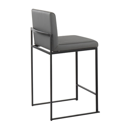 Fuji - Contemporary High Back Counter Stool (Set of 2) - Gray / Black
