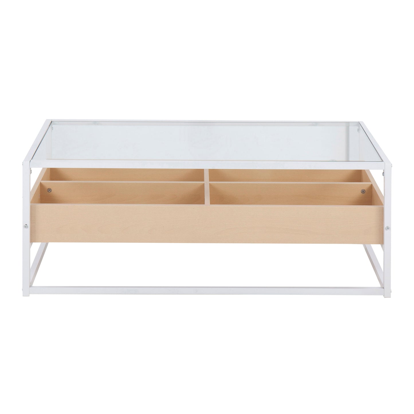 Display Contemporary Coffee Table - White / Natural / Clear