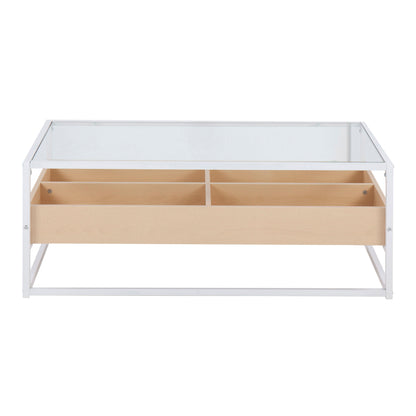 Display Contemporary Coffee Table - White / Natural / Clear
