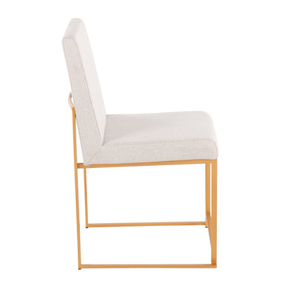 Fuji - Contemporary High Back Dining Chair (Set of 2) - Gold / Beige