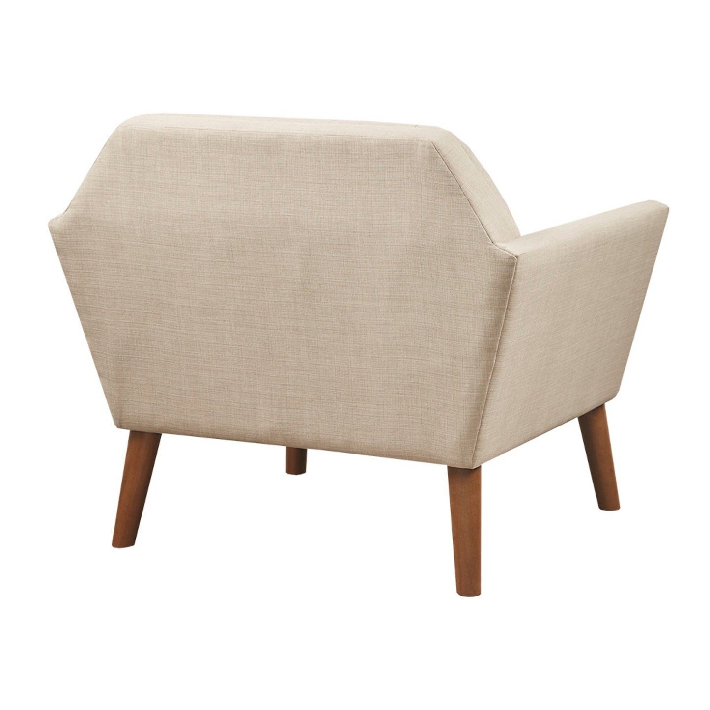 Mid - Century Lounge Chair With Button Tufting Polyester And Pecan Wood - Beige