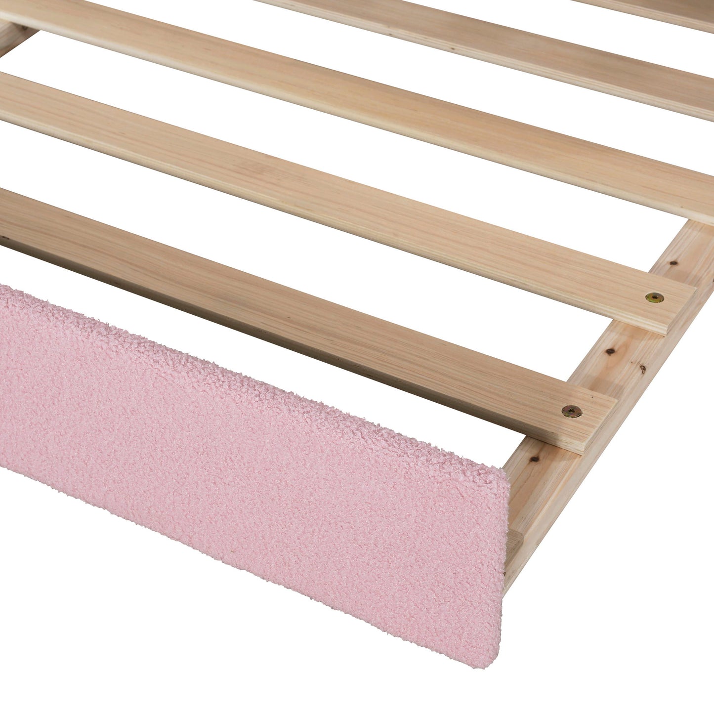 Full Size Upholstered Daybed With Storage Armrests, Trundle And Latest Integrated Bluetooth Audio System, Teddy Fleece - Pink