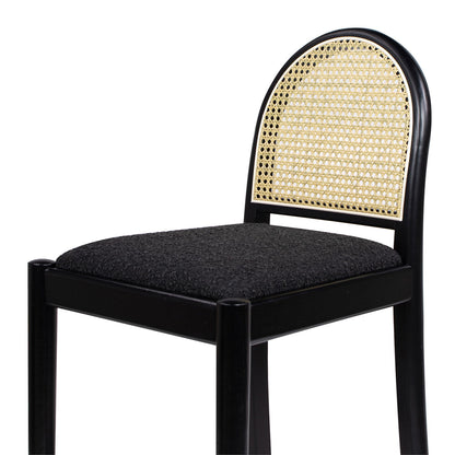 Panama - Curved Back Cane Bar Stool (Set of 2) - Ebony Black