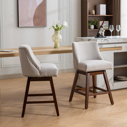 Counter Height Swivel Barstools, Upholstered Bar Stools (Set of 2) - Ivory