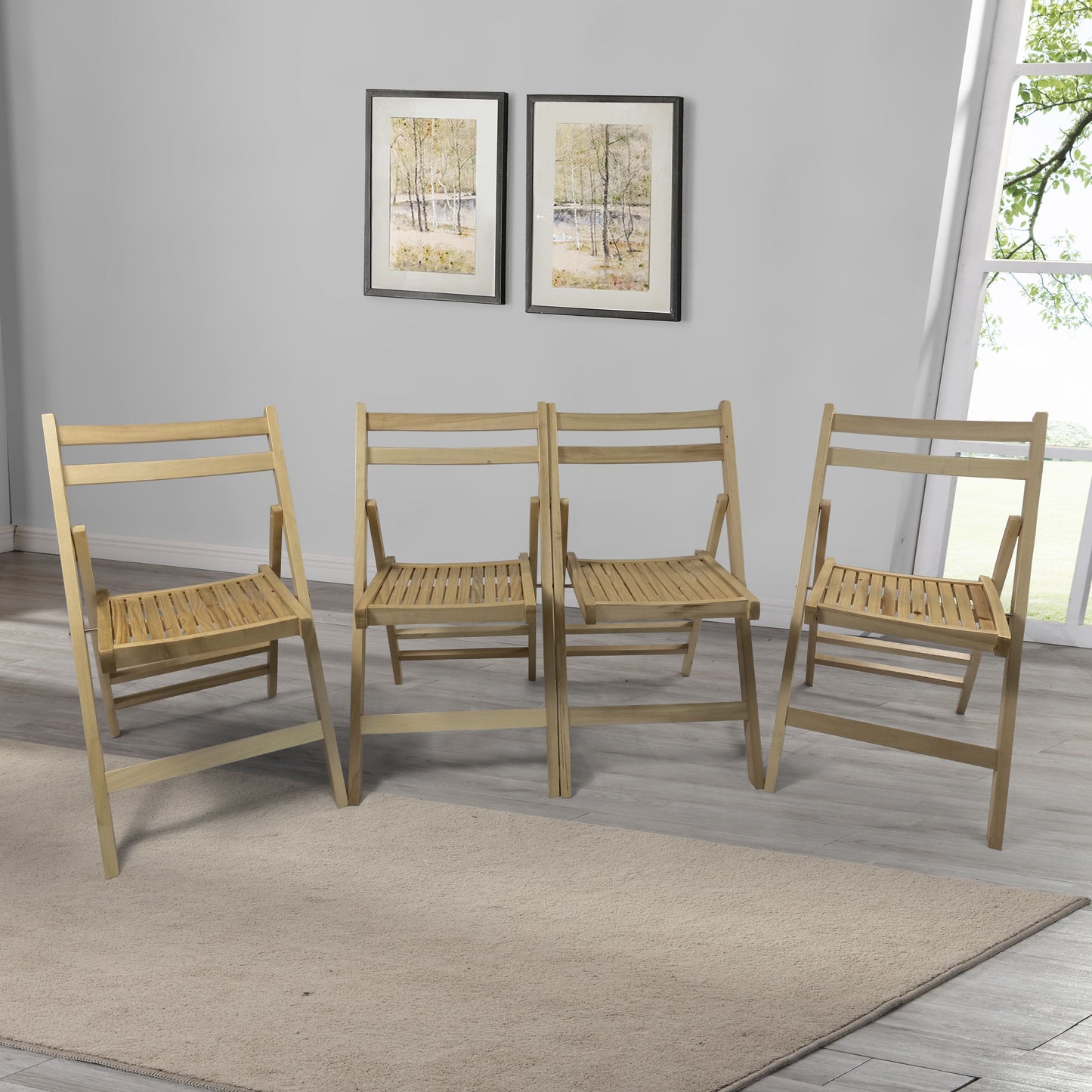 Folding Special Event Chairs, Foldable Style (Set of 4) - Wood