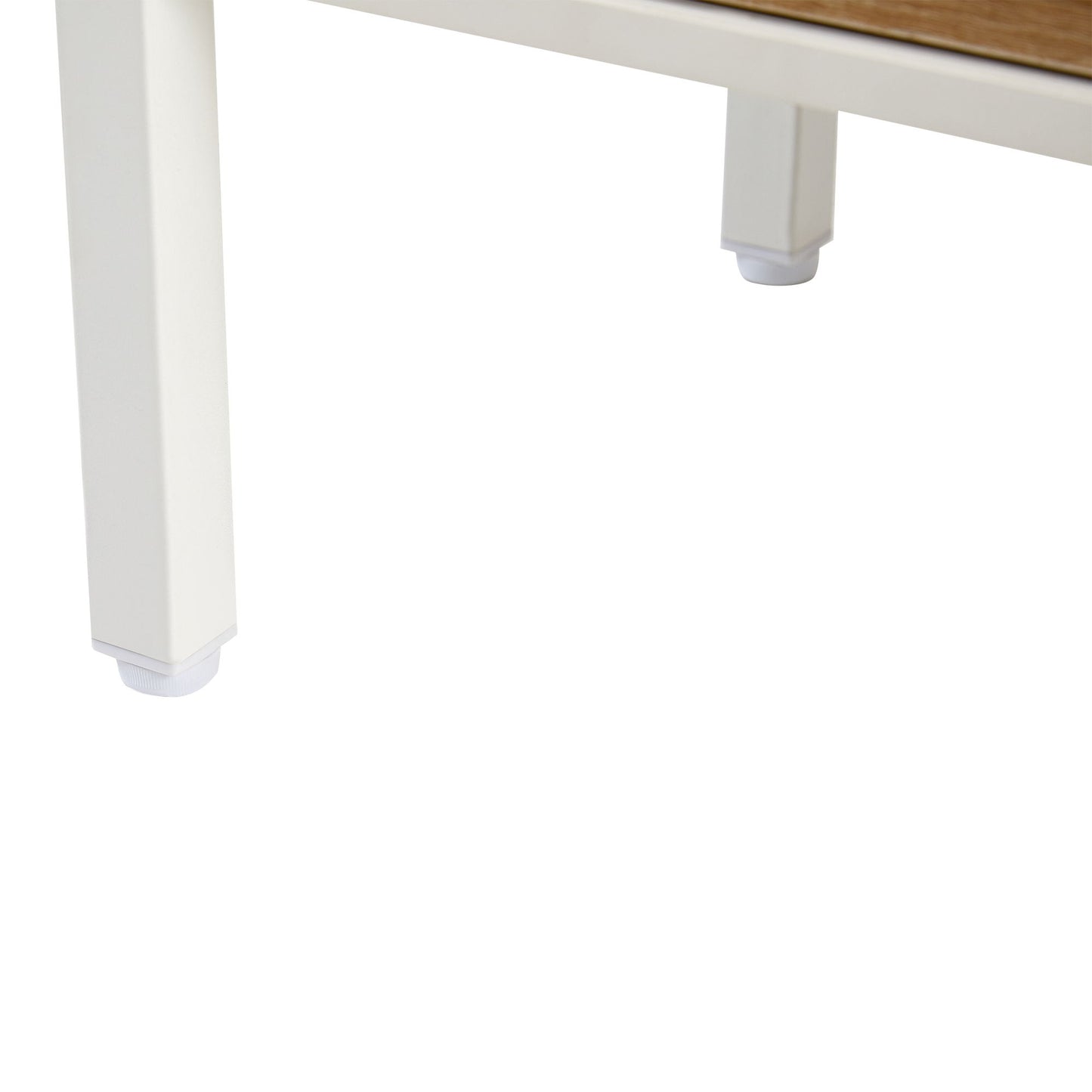 40.16" Rattan Coffee Table, Sliding Door For Storage, Metal Legs, Modern Table For Living Room - White