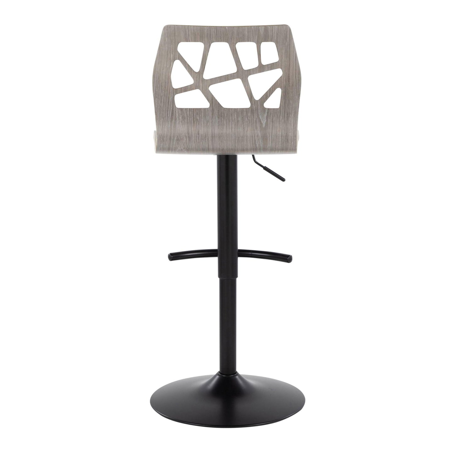 Folia - Contemporary Adjustable Barstool With Swivel With Rounded T Footrest (Set of 2) - Black / Light Gray
