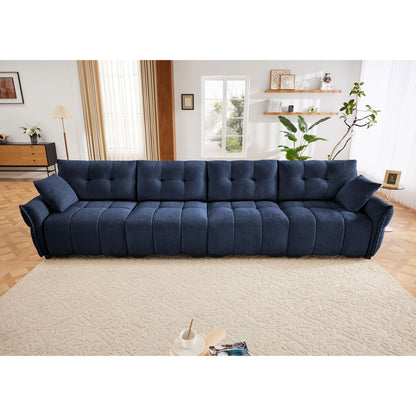 Modern 4 Seater Sofa Frame In Premium, High Resilience Cushions, Versatile Seating - Blue
