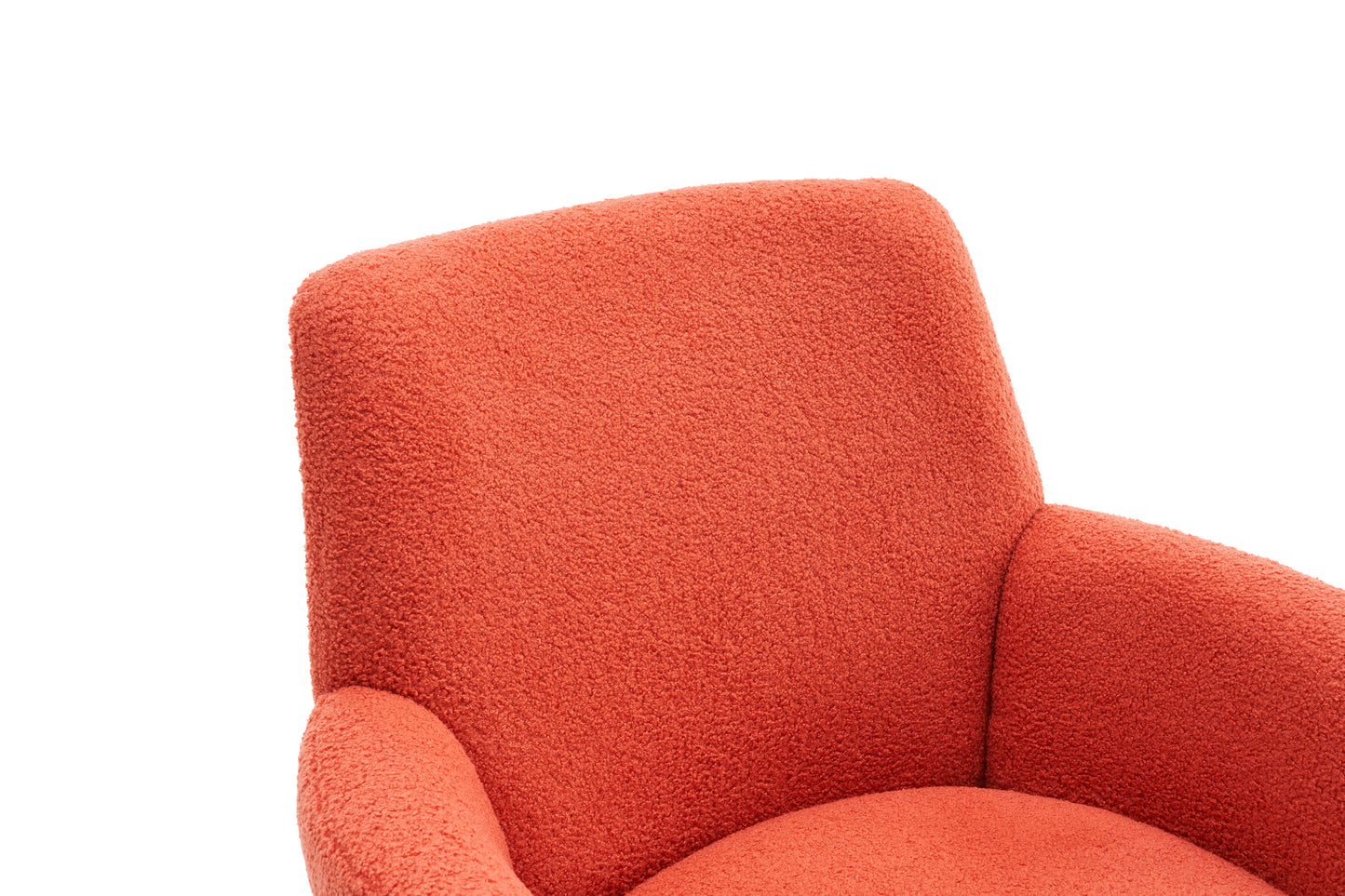 Teddy Swivel Barrel Chair, Swivel Accent Chairs Armchair For Living Room, Reading Chairs For Bedroom Comfy, Round Barrel Chairs With Gold Stainless Steel Base - Orange