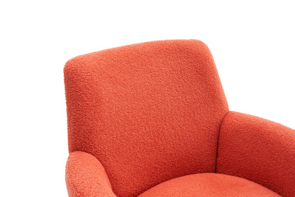 Teddy Swivel Barrel Chair, Swivel Accent Chairs Armchair For Living Room, Reading Chairs For Bedroom Comfy, Round Barrel Chairs With Gold Stainless Steel Base - Orange