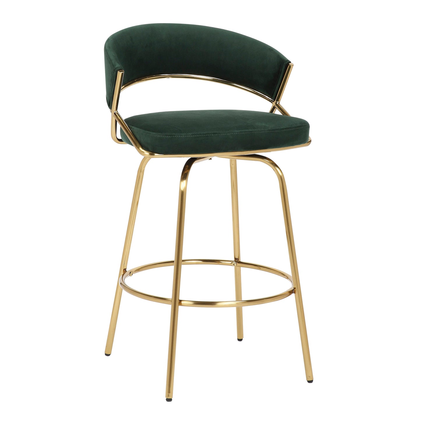 Jie - Glam Fixed Height Counter Stool (Set of 2) - Gold / Green