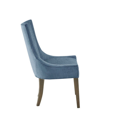 Dining Side Chair, High Back Upholstered Multi-Hued Fabric (Set of 2) - Blue