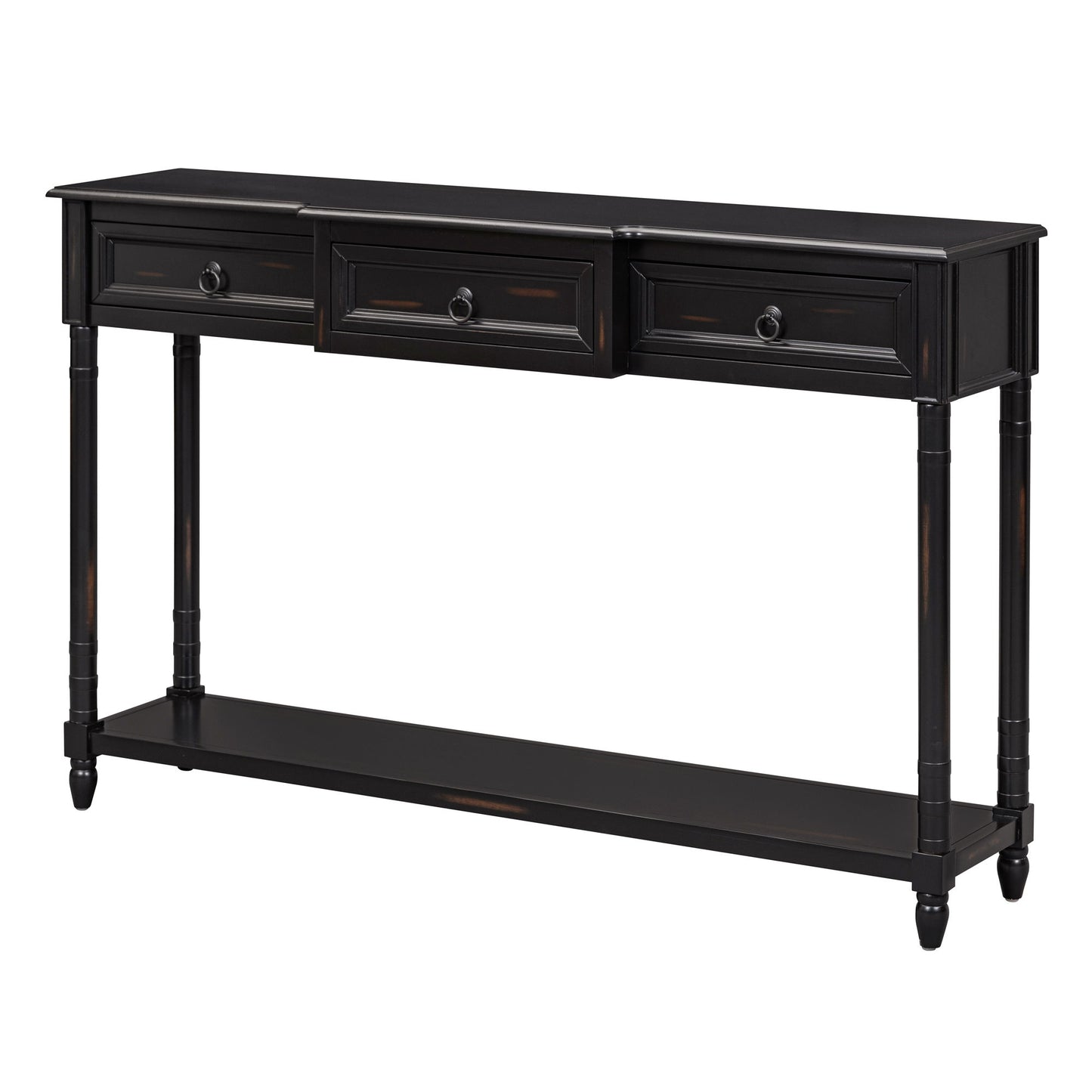 Console Table Sofa Table With Drawers For Entryway With Projecting Drawers And Long Shelf - Espresso