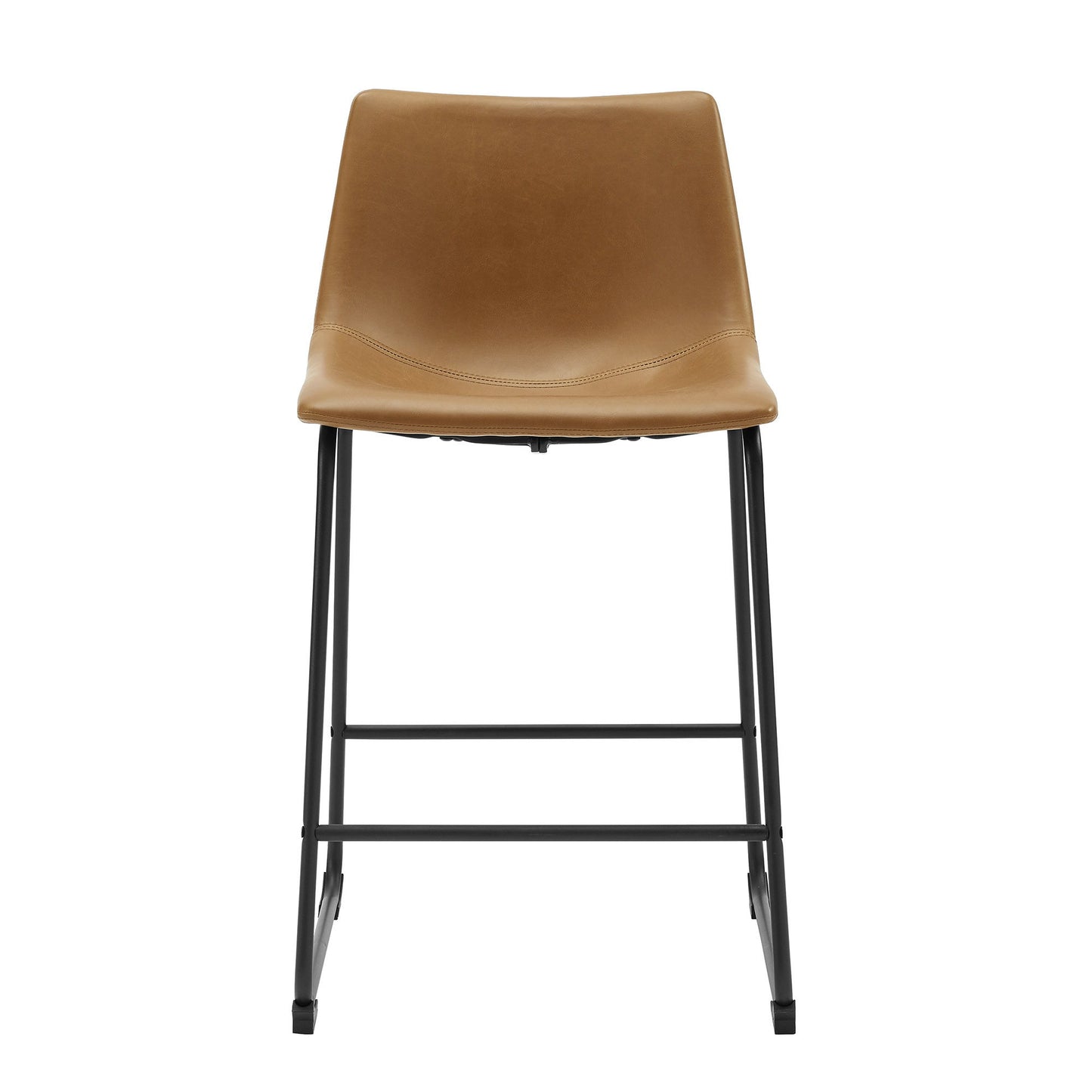 Industrial Faux Leather Counter Stools (Set of 2) - Whiskey Brown