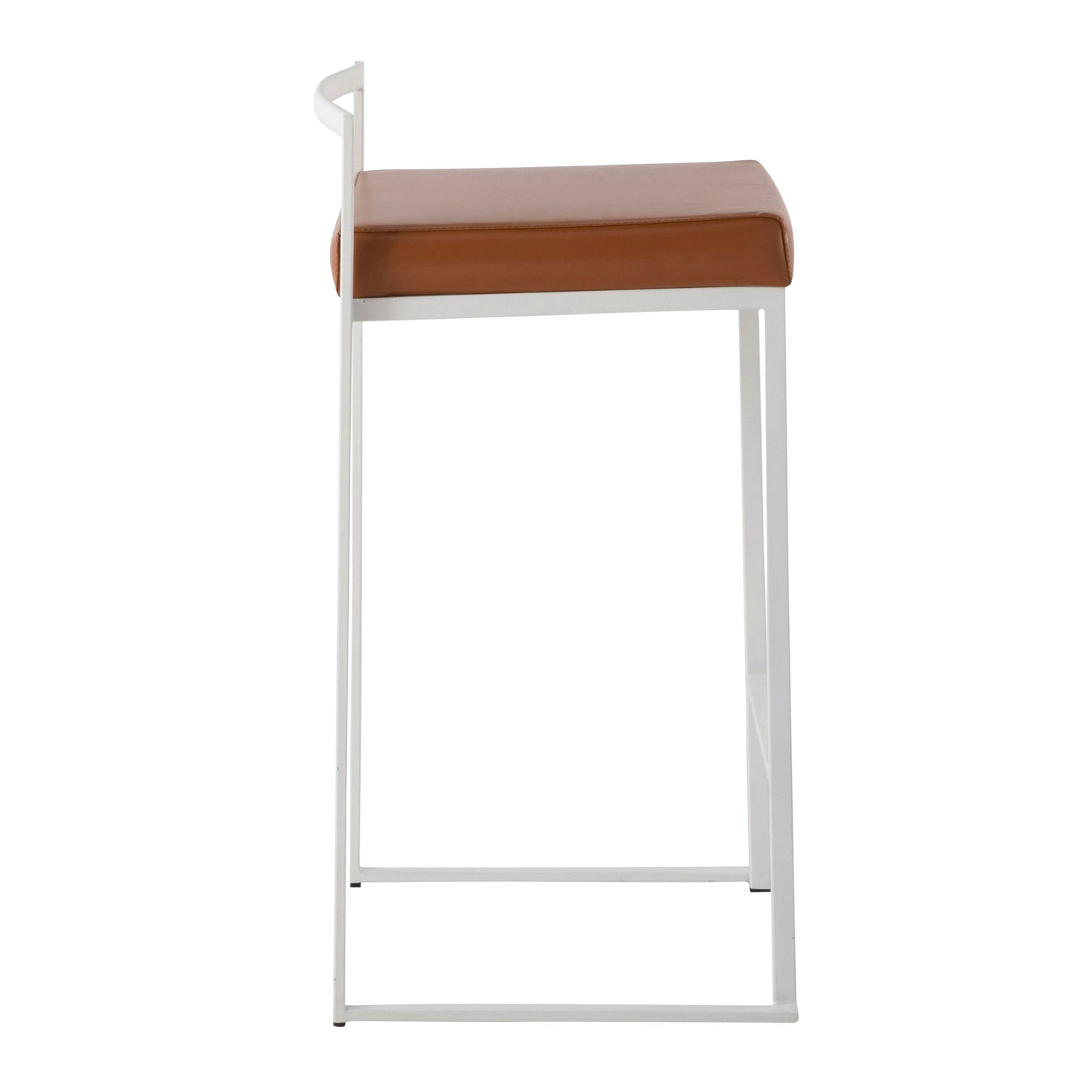 Fuji - Contemporary Stackable Counter Stool (Set of 2) - White / Camel