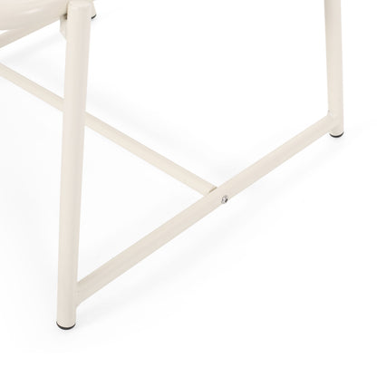 Outdoor Side Table With Metal Frame - White