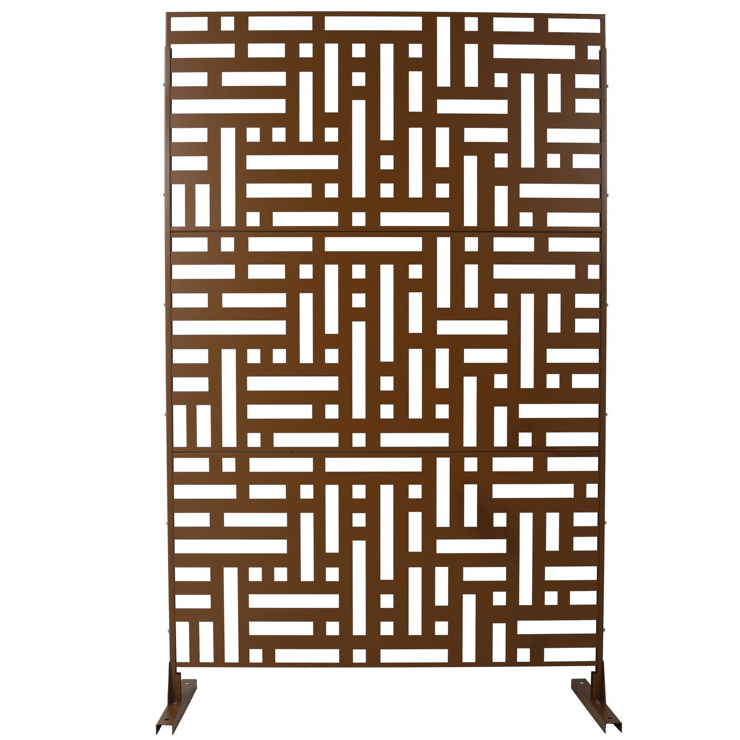 Outdoor & Indoor Privacy Screen Metal Privacy Screen, Freestanding Decorative Privacy Screen - Brown