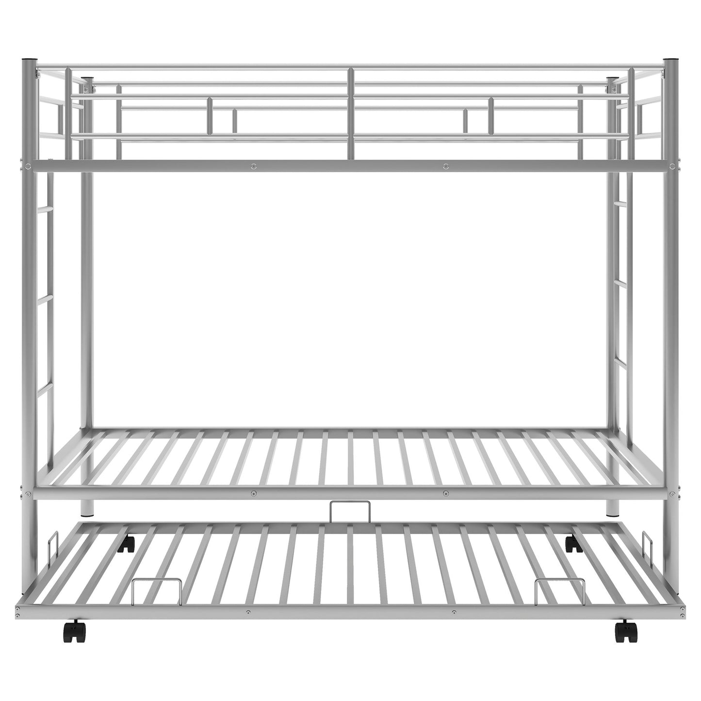 Twin Over Twin Bunk Bed With Trundle - Silver