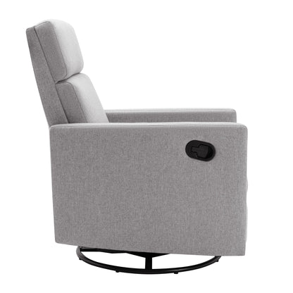 Modern Upholstered Rocker Nursery Chair Plush Seating Glider Swivel Recliner Chair - Gray