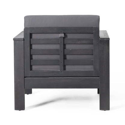 Acacia Wood Loveseat And Coffee Table Set With Cushions - Gray