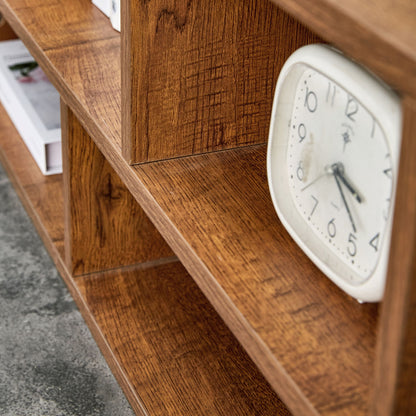 Modern 2 Piece Cube TV Stand With Open Storage, L Shaped Design - Walnut