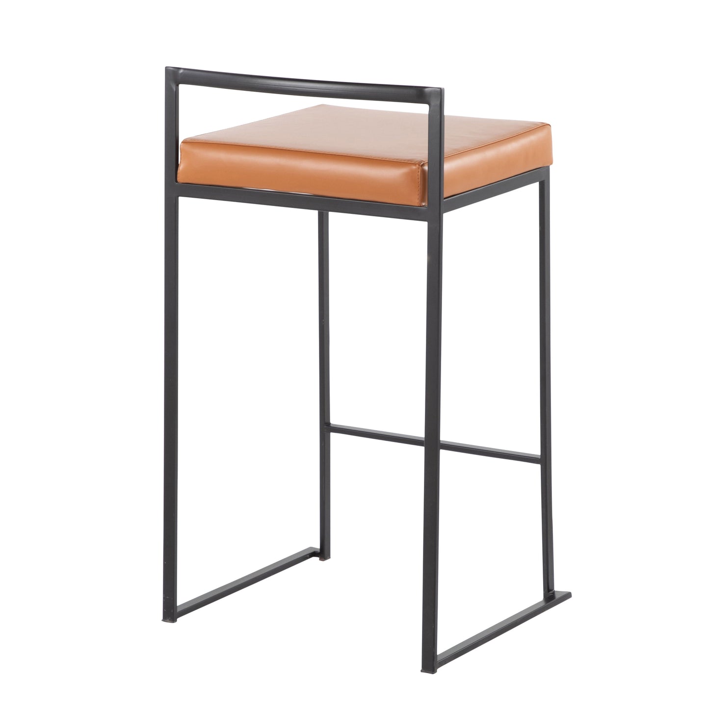 Fuji - Contemporary Stackable Counter Stool (Set of 2) - Black / Camel