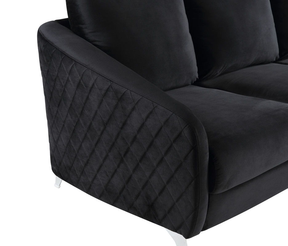 Sofia - Velvet Fabric Sofa, Loveseat Living Room (Set of 2) - Black