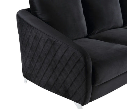Sofia - Velvet Fabric Sofa, Loveseat Living Room (Set of 2) - Black