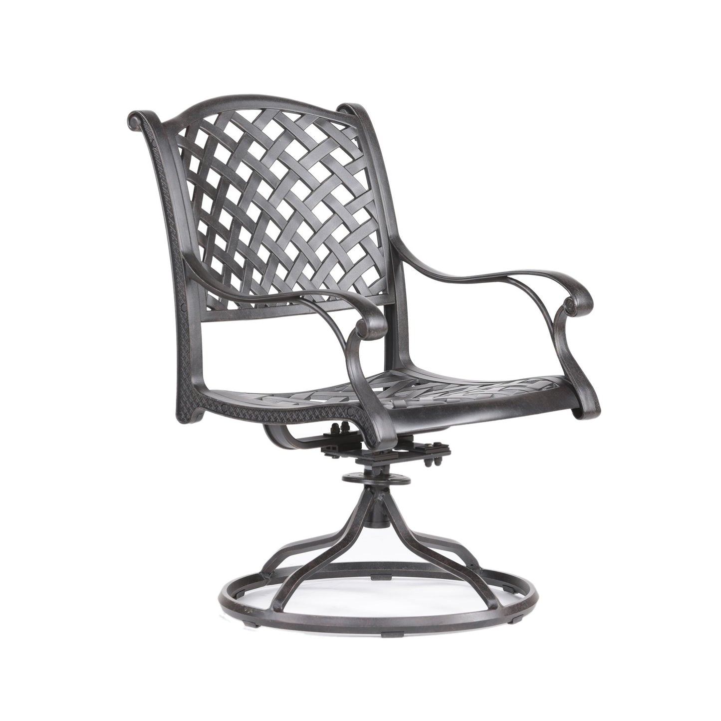 Patio Outdoor Dining Swivel Rocker Chairs With Cushion (Set of 2) - Navy Blue