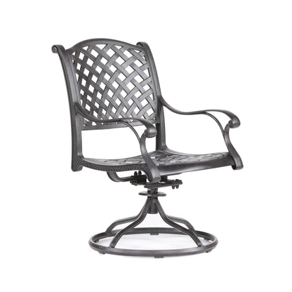Patio Outdoor Dining Swivel Rocker Chairs With Cushion (Set of 2) - Navy Blue