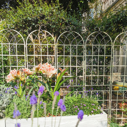 2 Pack Metal Garden Trellis Rustproof For Climbing Plant Outdoor Flower Support - Cream White