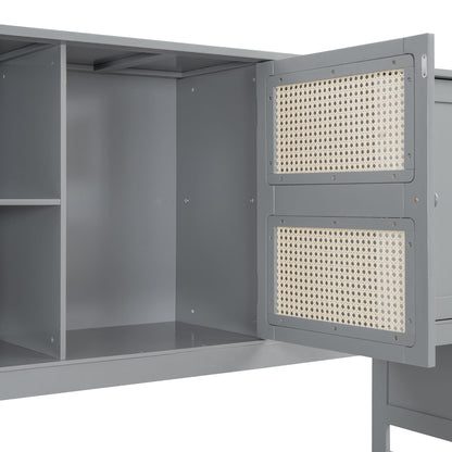 Full Size Wooden Daybed & Twin Size Trundle, And All In One Cabinet And Shelf - Gray