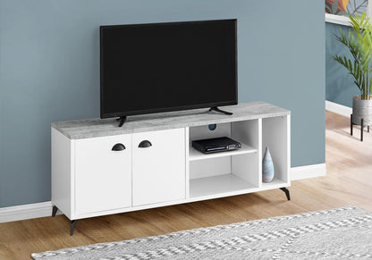 TV Stand, Console, Media Entertainment Center, Storage Cabinet, Contemporary, Elegant Design - White