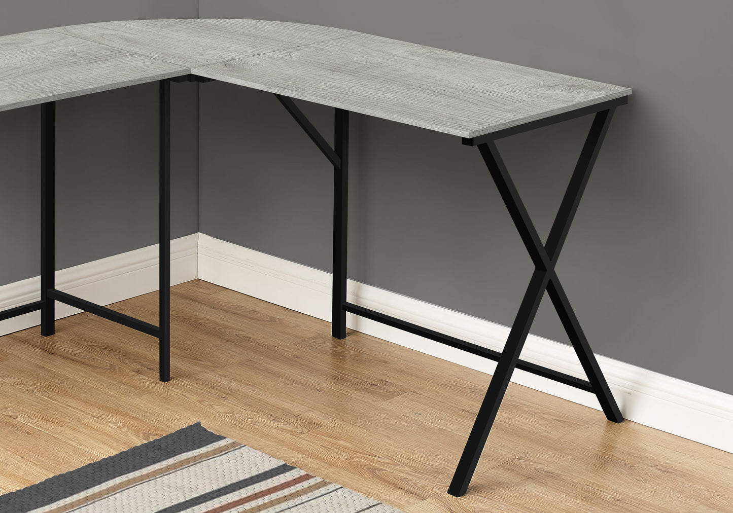 Computer Desk, Home Office, Corner, L Shape, Laptop, Contemporary / Modern - Gray