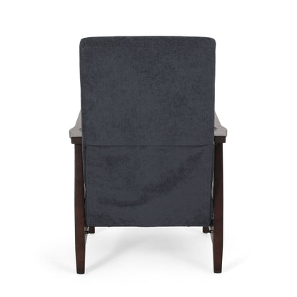 Wide Wood Hand Manual Club Recliner - Charcoal