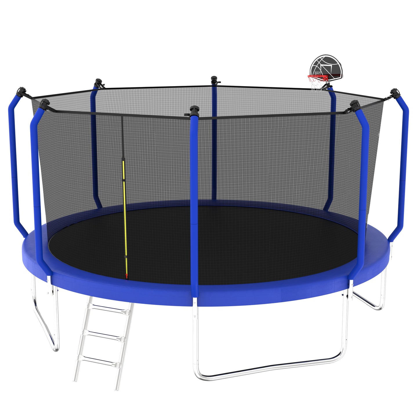 168.11" Trampoline With Basketball Hoop, Astm Approved Reinforced Type Outdoor Trampoline With Enclosure Net - Blue