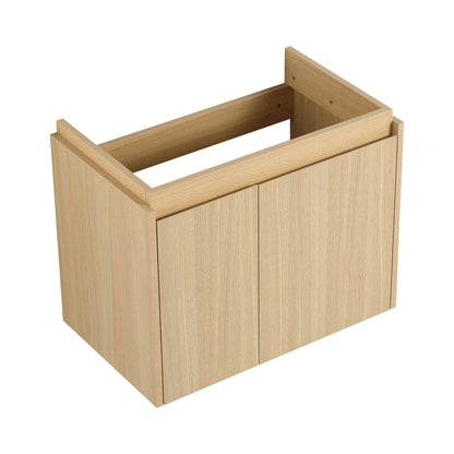 Modern 24" Bathroom Vanity With Ceramic Basin, Wall Mounted Floating Sink Combo, Wooden Storage Cabinet - Oak