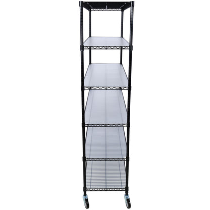 84" x 48" x 20" 6 Tier 6000Lbs Capacity Nsf Metal Shelf Wire Shelving Unit, Heavy Duty Adjustable Storage Rack With Wheels & Shelf Liners For Commercial Grade Utility Steel Storage Rack - Black