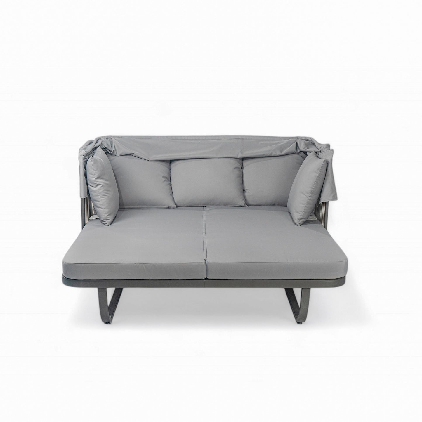Outdoor Patio Daybed Rattan Daybed Outdoor Sunbed With Detachable Pillows For Patio, Backyard, Pool - Gray