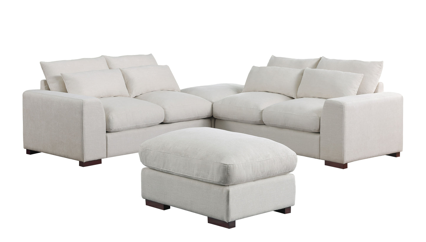 Tatman - Linen Blend Sectional With 2 Ottomans - Beige