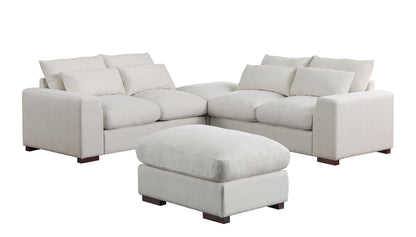 Tatman - Linen Blend Sectional With 2 Ottomans - Beige