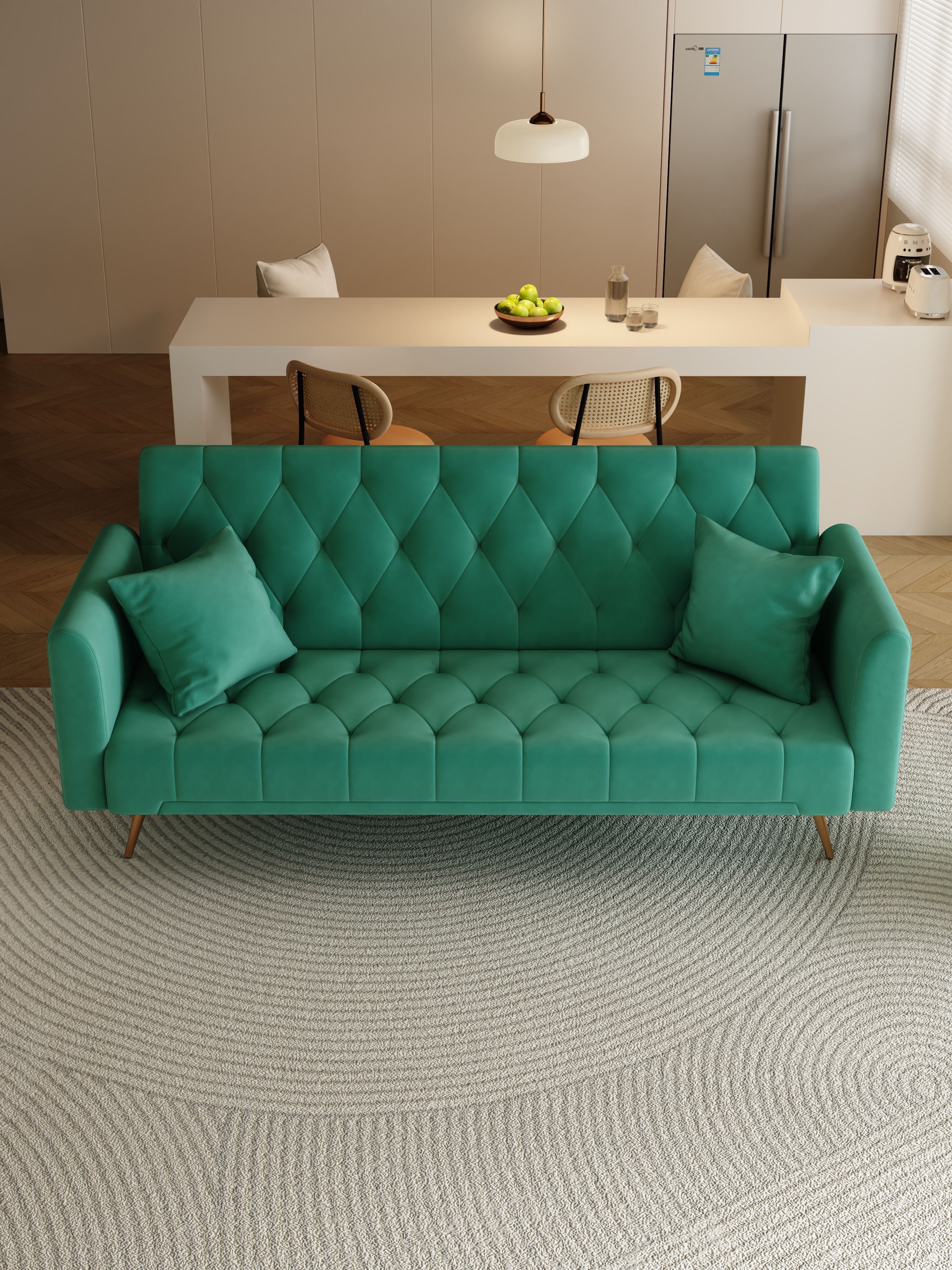Convertible Double Folding Living Room Sofa Bed - Green