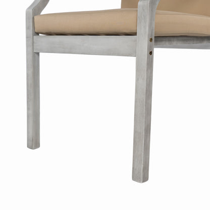 Outdoor Dinning Set 4 Person Outdoor Wooden Dinning Set With An Umbrella Hole And Removable Cushions For Patio, Backyard, Garden - Antique Gray